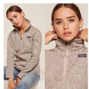 Patagonia Better Sweater Women M Pelican Grey 1/4 Zip Fleece Pullover